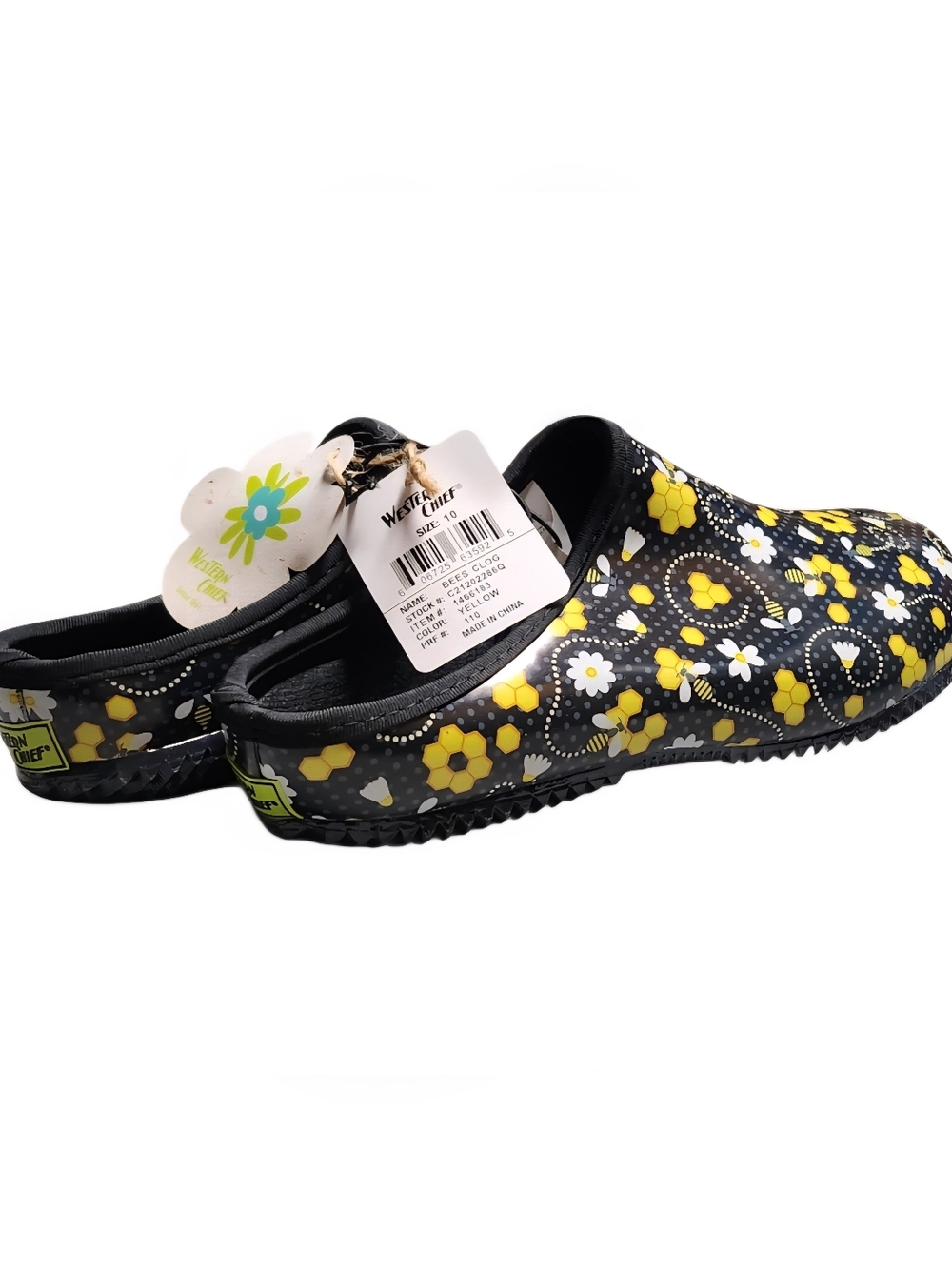 Womens  Western Chief Women's Garden Clog in Bees Print Waterproof Shoes - Picture 6 of 11